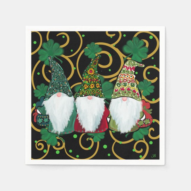 Glad St. Patricks dag GNOMES    Pappersservett (Framsidan)