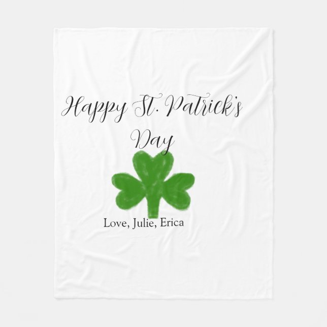 Glad St. Patrick's dag grön shamrock namn  Fleecefilt (Framsidan)