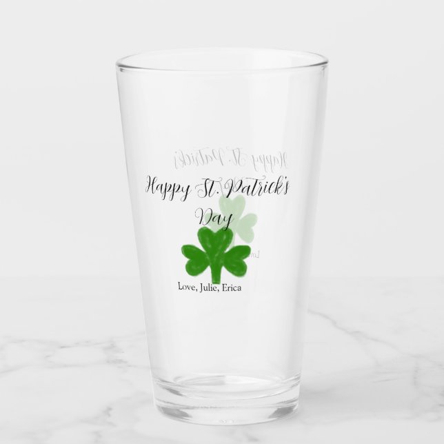 Glad St. Patricks dag grön shamrock namn  Glaskopp (Framsida)