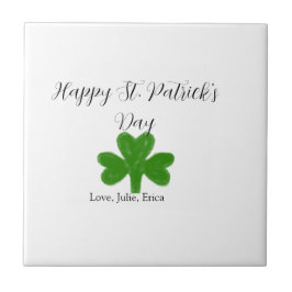 Glad St. Patrick's dag grön shamrock namn Kakelplatta