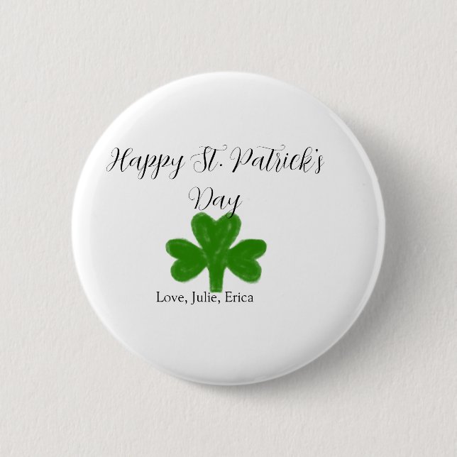 Glad St. Patrick's dag grön shamrock namn  Knapp (Framsida)