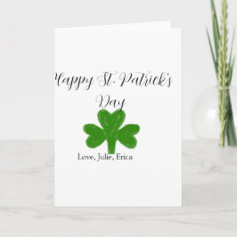 Glad St. Patrick's dag grön shamrock namn Kort