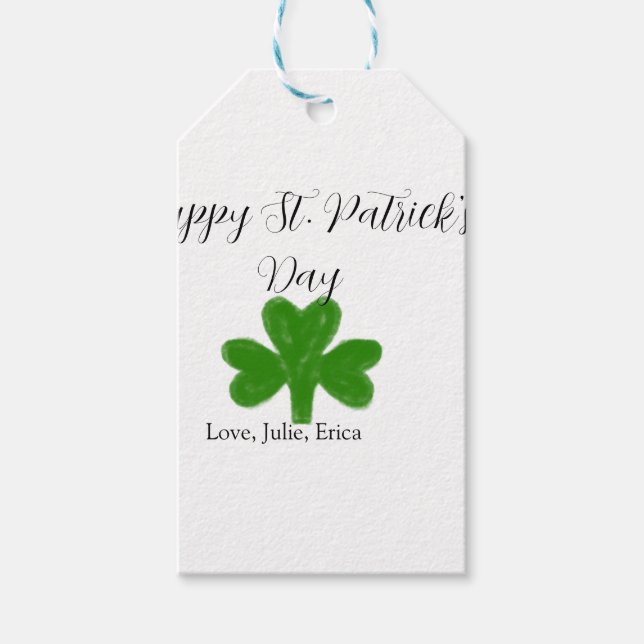 Glad St. Patrick's dag grön shamrock namn  Presentetikett (Framsidan)