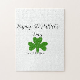Glad St. Patrick's dag grön shamrock namn Pussel