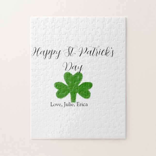 Glad St. Patrick's dag grön shamrock namn  Pussel (Vertikal)