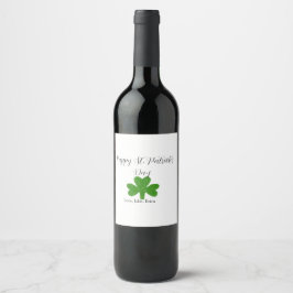 Glad St. Patrick's dag grön shamrock namn Vinflaska Etikett