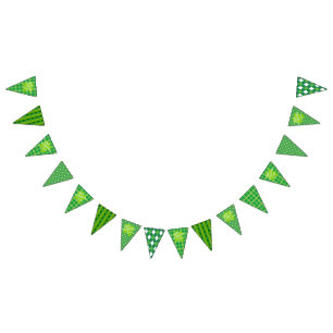 Glad St. Patricks dag Grön Tartan Lucky Clover Vimplar