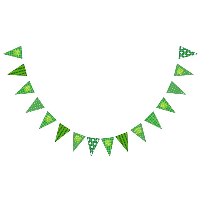 Glad St. Patricks dag Grön Tartan Lucky Clover Vimplar (Alla)