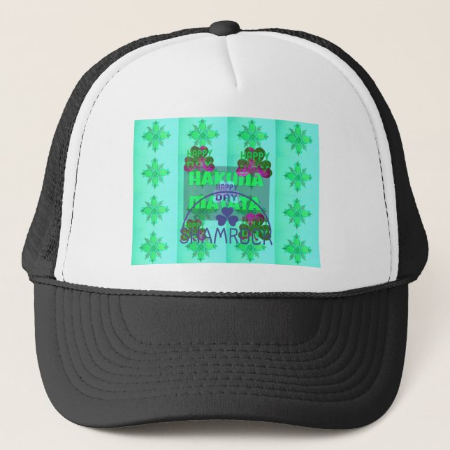 Glad St. Patricks dag Hakuna Matata Konsttryck Truckerkeps (Framsida)