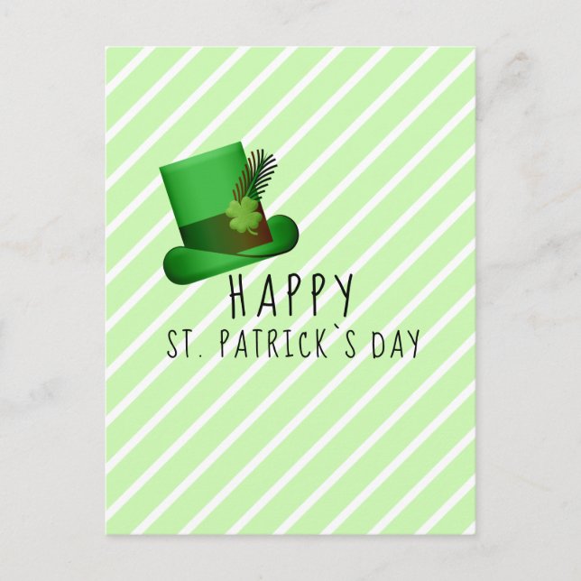 Glad St. Patrick's dag Hatt Irland Grön Rand Vykort (Framsida)