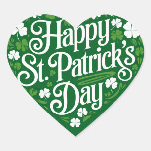 Glad St. Patricks dag Hjärtformat Klistermärke