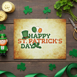 Glad St. Patricks dag Irländsk hatt Vykort