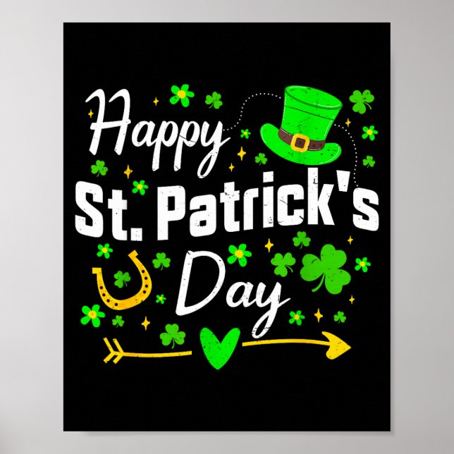 Glad st patricks dag irländsk shamrock män kvinnor poster (Framsidan)