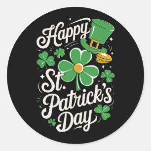 Glad St. Patricks dag irländskt kulturarv St Patty Runt Klistermärke