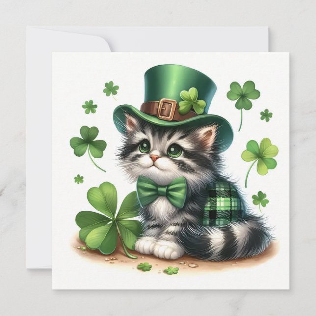 Glad St. Patricks dag katt Kort (Framsida)