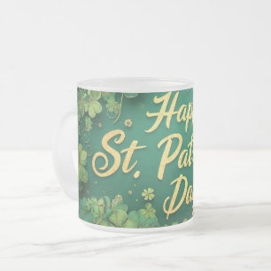Glad St. Patricks dag Klöver Design Frostad Glasmugg