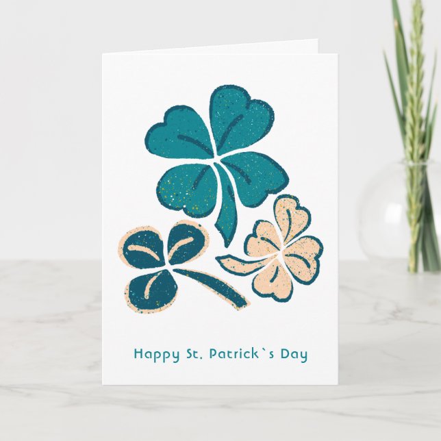 Glad St. Patricks dag Klöver Shamrock Teckning Ca Kort (Framsida)
