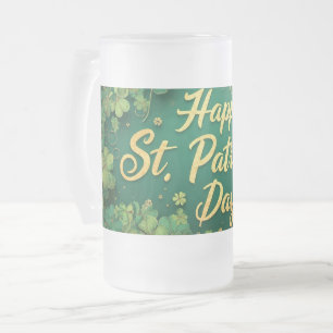 Glad St. Patricks dag Klöverdesign Frostat Ölglas