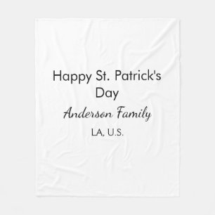 Glad st. Patricks dag namn familj plats enkel g Fleecefilt