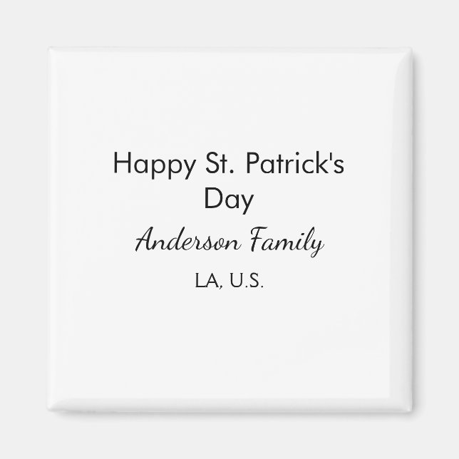 Glad st. Patricks dag namn familj plats enkel g Magnet (Framsidan)
