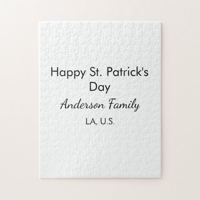 Glad st. Patricks dag namn familj plats enkel g Pussel (Vertikal)