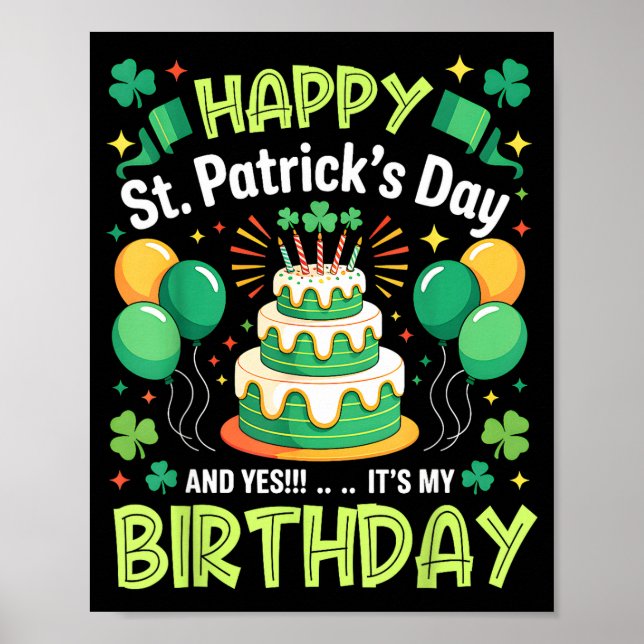 Glad St. Patricks dag och födelsedags män kvinnor  Poster (Framsidan)