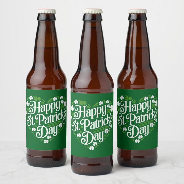 Glad St. Patricks dag  Ölflaska Etikett (Flaskor)