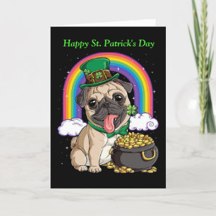 Glad St. Patricks dag Pug hund semesterkort Helgkort