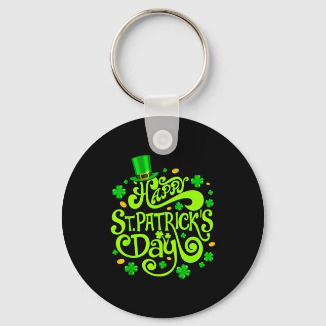 Glad st patricks dag rolig shamrock irländska män nyckelring (Framsida)