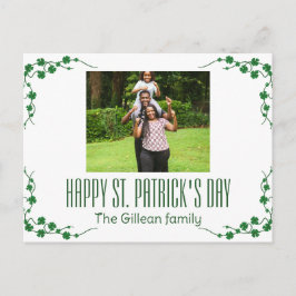Glad St. Patricks dag Shamrock familjefoto  Helg Vykort