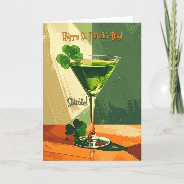 Glad St. Patricks dag Shamrock Martini  Kort (Framsida)