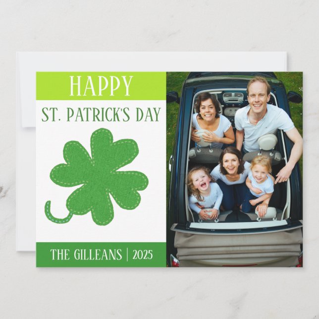 Glad St. patricks dag Shamrocks familj 1 foto  Julkort (Framsida)