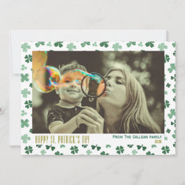 Glad St. Patricks dag Shamrocks familj 1 foto  Julkort
