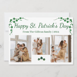 Glad St. patricks dag Shamrocks familj 3 foto  Julkort