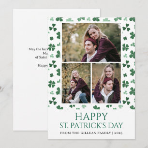 Glad St patricks dag Shamrocks familj 3 foto Julkort