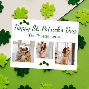 Glad St. patricks dag Shamrocks familj 3 foto  Julkort