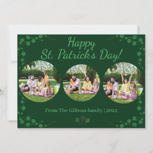 Glad St. patricks dag Shamrocks familj 3 foto  Julkort