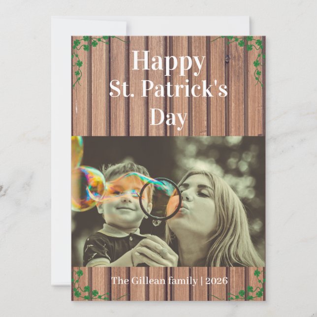 Glad St. Patricks dag Shamrocks familj ett foto Julkort (Framsida)