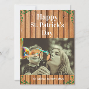 Glad St. Patricks dag Shamrocks familj ett foto Julkort
