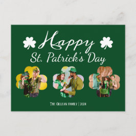 Glad St. Patricks dag Shamrocks familjefoto Helg Vykort