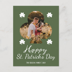 Glad St. Patricks dag Shamrocks familjefoto Helg Vykort
