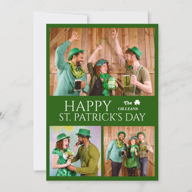 Glad St. Patricks dag Shamrocks familjefoto Julkort (Framsida)