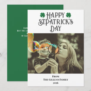 Glad St. Patricks dag Shamrocks familjefoto  Julkort
