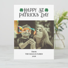 Glad St. Patricks dag Shamrocks familjefoto  Julkort