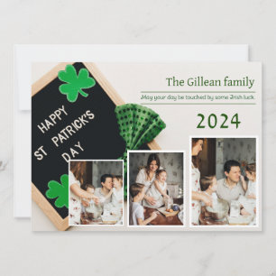 Glad St. Patricks dag Shamrocks familjefoto Julkort