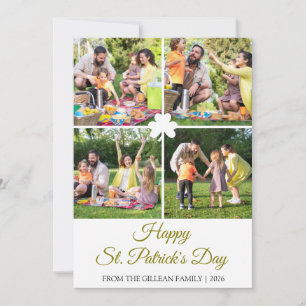 Glad St. Patricks dag Shamrocks familjefoto Julkort