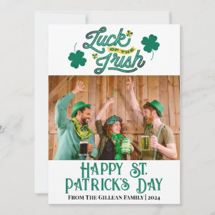Glad St. Patricks dag Shamrocks familjefoto  Julkort