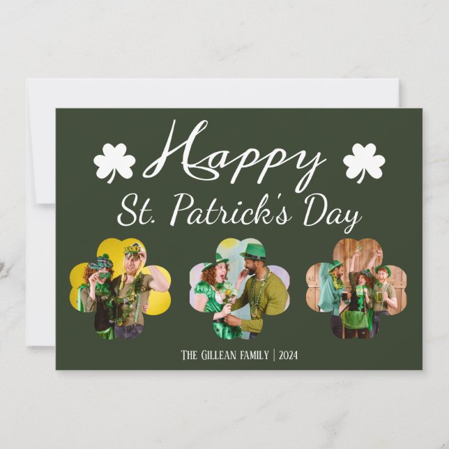 Glad St. Patricks dag Shamrocks familjefoto Julkort (Framsida)