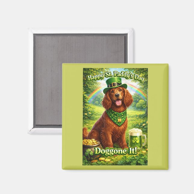 Glad St. Patricks dag Söt irländsk setter  Magnet (Front/Back)