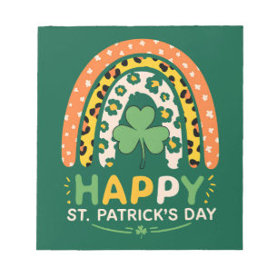 Glad St Patricks dag Söt regnbågsleopard Anteckningsblock
